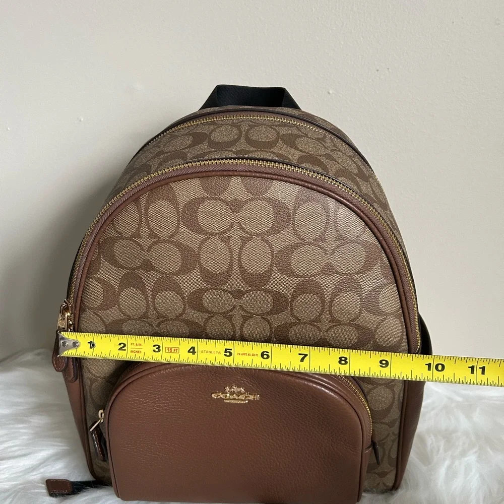Coach Court Backpack Khaki Saddle Signature Canvas Leather 5671‎ Excellent